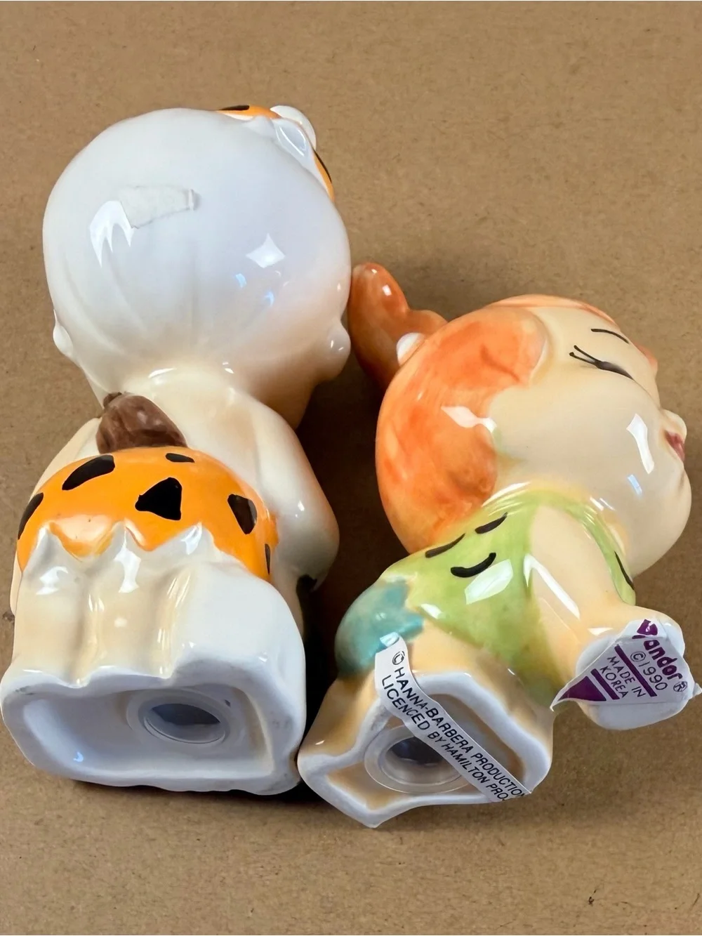 Vintage 1990 Vandor The Flintstones Salt & Pepper Shaker Pebbles Bamm Bamm